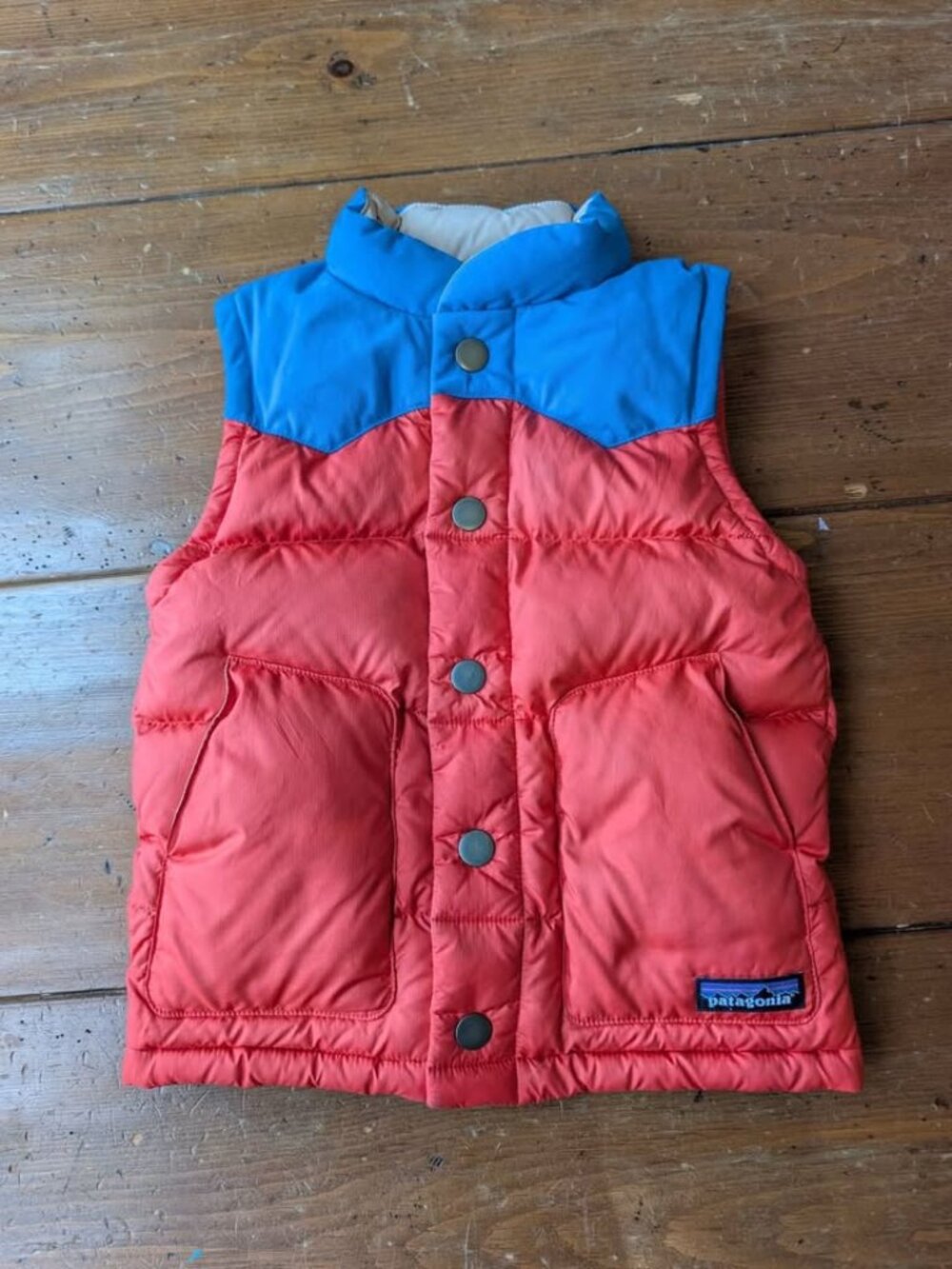 Patagonia Baby Bivy Down Vest Puffer Puffy Blue Red 2T